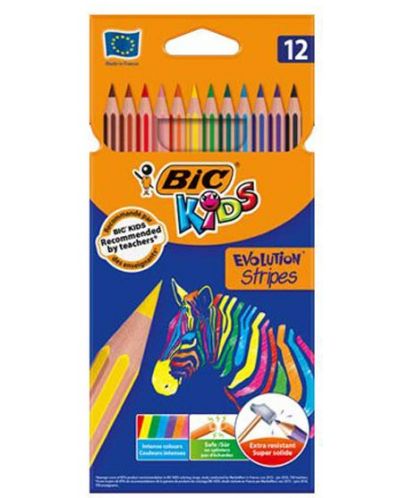 Цветни моливи BIC Evolution Stripes - 12 цвята - 1