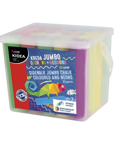 Цветни тебешири Kidea Jumbo - 20 броя, в кофичка - 1