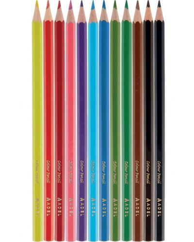 Цветни моливи Adel - 12 цвята, дълги - 2