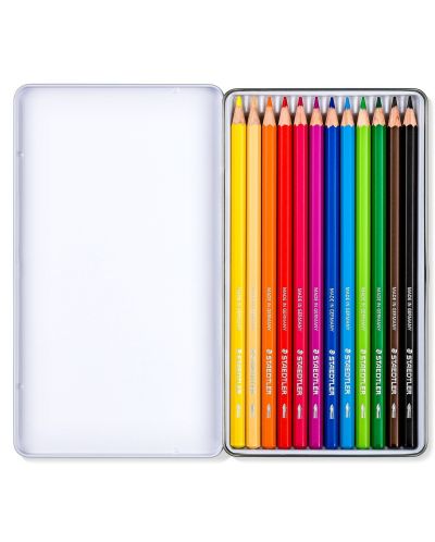Цветни акварелни моливи  Staedtler DJ – 12 цвята, метална кутия - 2