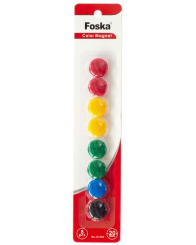 Цветни магнити за бяла дъска Foska - 20 mm, 8 броя - 1