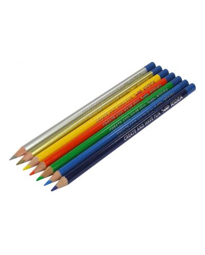Цветни моливи Kidea - триъгълни, 12 цвята + златен и сребърен - 2