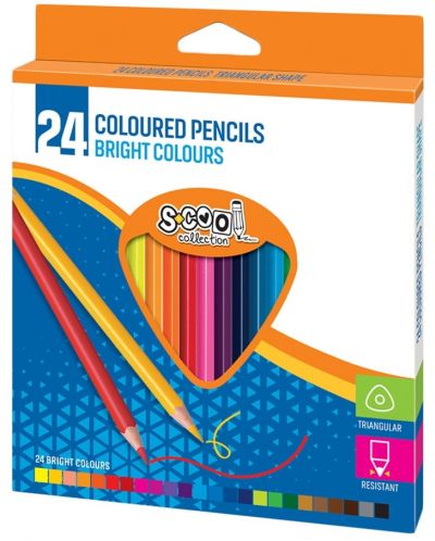 Цветни триъгълни моливи S. Cool - 24 цвята - 1
