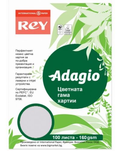 Цветен копирен картон Rey Adagio - Lavender A4, 160 g/m2, 100 листа - 1