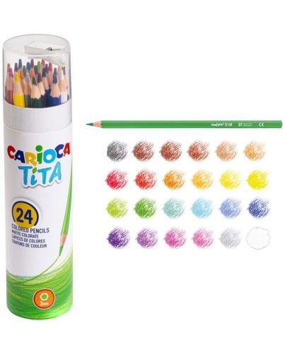Цветни моливи Carioca Tita - 24 цвята + острилка - 2