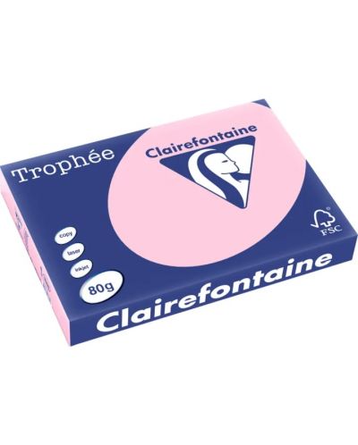 Цветна копирна хартия Clairefontaine - А4, 80 g/m2, 100 листа, Pink - 1