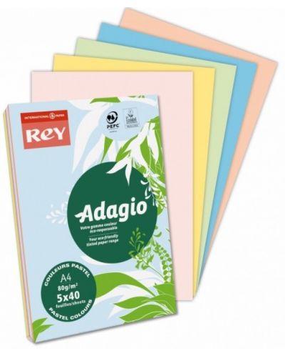 Цветна копирна хартия Rey Adagio - Пастел микс, А4, 80 g, 100 листа - 1
