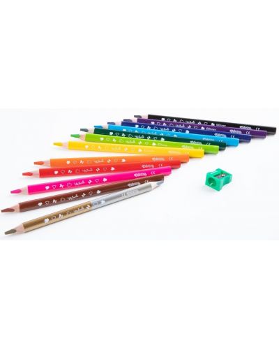 Цветни моливи Colorino Disney - Junior Minnie Jumbo, 12 + 1 цвята и острилка - 2