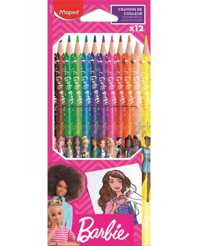 Цветни моливи Maped Barbie - 12 цвята - 1