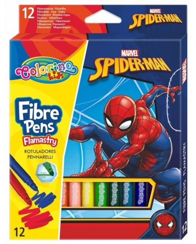Цветни флумастери Colorino - Marvel Spider-Man, 12 цвята - 1