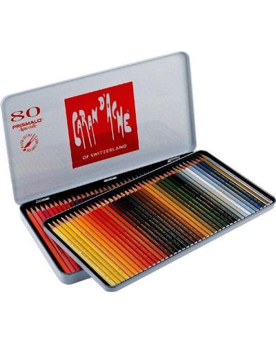 Цветни акварелни моливи Caran d'Ache Prismalo – 80 цвята, метална кутия - 3