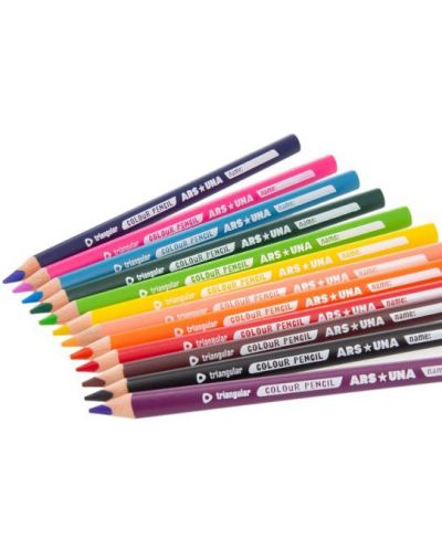 Цветни триъгълни моливи Ars Una - Jumbo, 12 цвята - 2