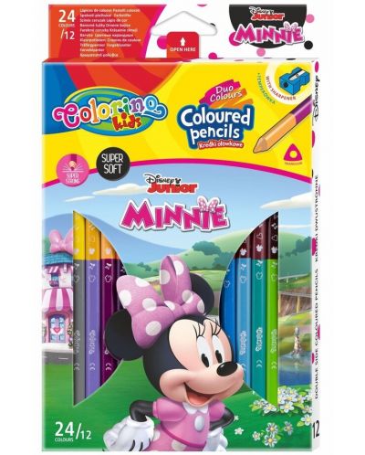 Цветни моливи Colorino Disney - Junior Minnie, 24 цвята с острилка - 1