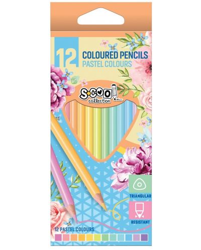 Цветни моливи S. Cool - 12 пастелни цвята - 1