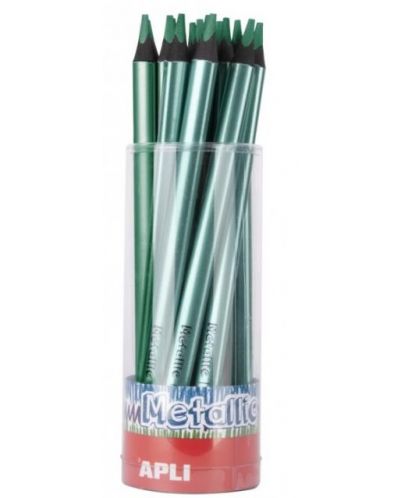 Цветен молив Apli - Джъмбо Металик, зелен - 1