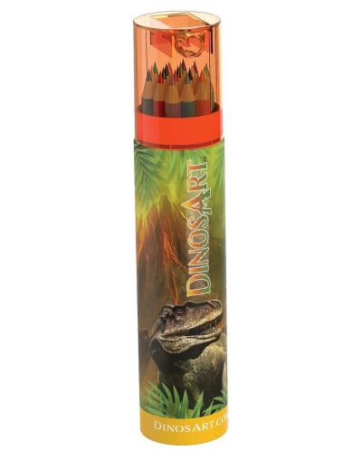 Цветни моливи с моливник и острилка DinosArt - Динозаври, асортимент - 1