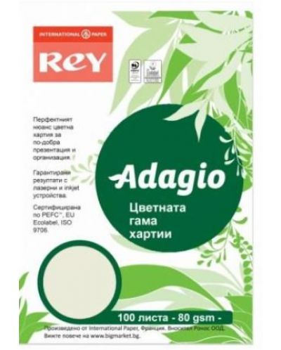 Цветна копирна хартия Rey Adagio - Pistachio 33, A4, 80 g, 100 листа - 1