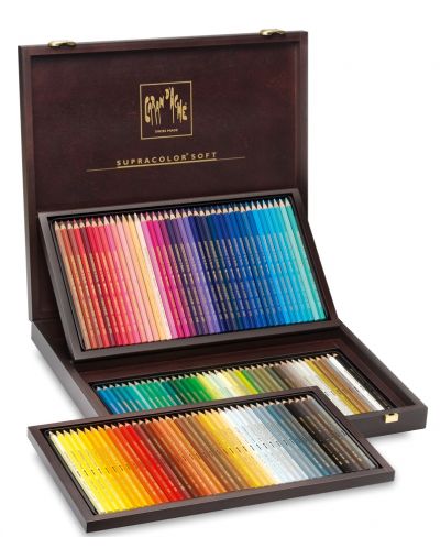 Цветни акварелни моливи Caran d'Ache Supercolor - 120 цвята, дървена кутия - 1