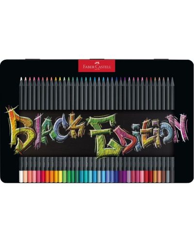 Цветни моливи Faber-Castell Black Edition - 36 цвята, метална кутия - 1