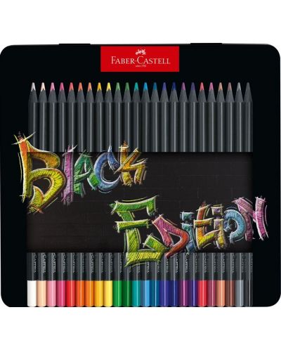 Комплект моливи Faber-Castell Black Edition - 24 цвята, в метална кутия - 1