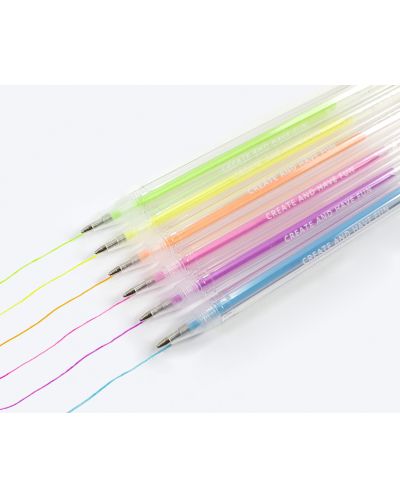 Цветни химикалки Kidea - 6 цвята, пастелни - 3