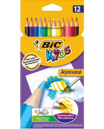 Цветни моливи BIC Kids - акварелни, 12 цвята - 1