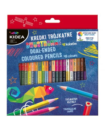 Цветни моливи Kidea - 24 броя, 48 цвята, двувърхи - 1