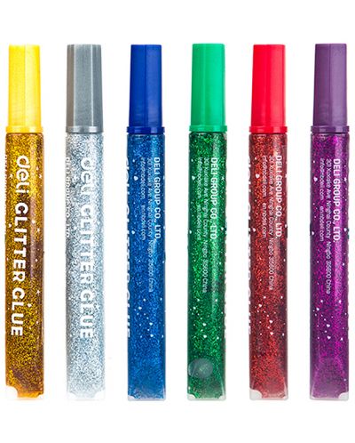 Цветни лепила Deli Stick Up - Glitter Classic, 6 х 12 ml - 2