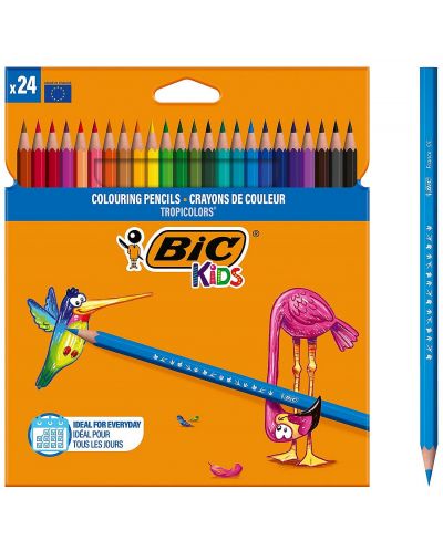 Цветни моливи BIC Kids - Tropicolors, 24 цвята - 1