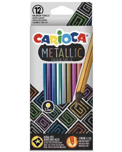 Цветни моливи Carioca - Metallic, 12 цвята - 1