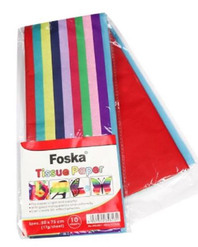 Цветна хартия Foska - 50x75 cm, 10 цвята - 1
