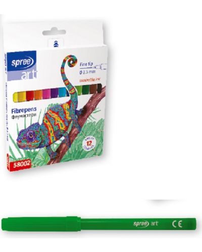Цветни флумастери SpreeArt - Ø 2.3 mm, 12 цвята - 1
