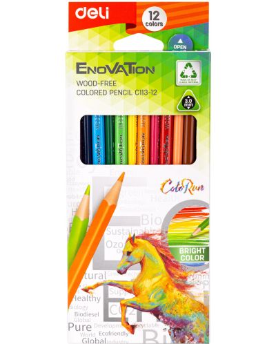 Цветни моливи Deli Enovation - EC113-12, 12 цвята - 1