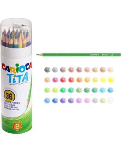 Цветни моливи Carioca Tita - 36 цвята + острилка - 2