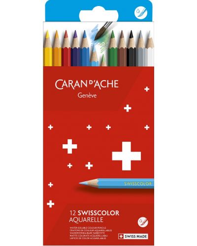 Цветни акварелни моливи Caran d'Ache Swisscolor - 12 цвята - 1