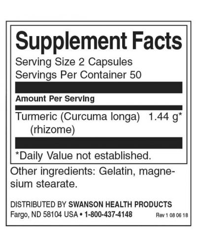 Turmeric, 720 mg, 100 капсули, Swanson - 3
