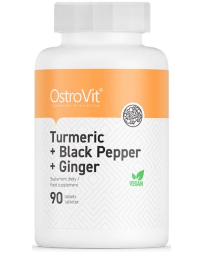 Turmeric + Black Pepper + Ginger, 90 таблетки, OstroVit - 1