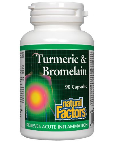 Turmeric & Bromelain, 90 капсули, Natural Factors - 1