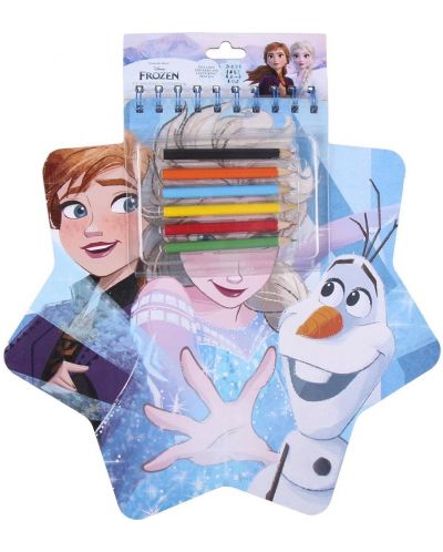 Книжка за оцветяване Cerda Frozen - С моливи и стикери - 1