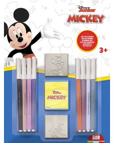Творчески комплект Multiprint - Mickey Mouse, 2 печата и 8 флумастера - 1
