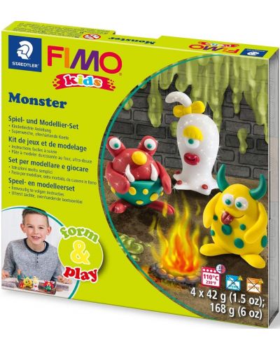 Кoмплект глина Staedtler Fimo - Kids, 4 x 42g, Monster - 1