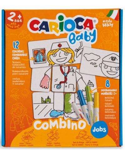 Творчески комплект Carioca Baby - Пъзел за оцветяване, 8 маркера - 1