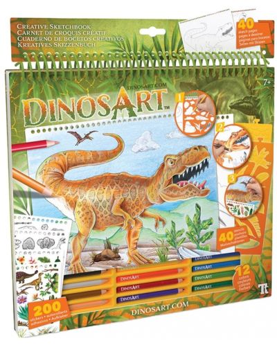 Творческа книга с шаблони и стикери DinosArt - Динозаври - 1