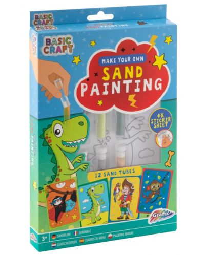 Творчески комплект Grafix Basic Craft  - рисуване с пясък, динозавър - 1