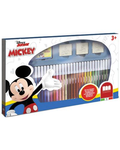 Творчески комплект Multiprint - Mickey Mouse, 3 печата и 36 флумастера - 1