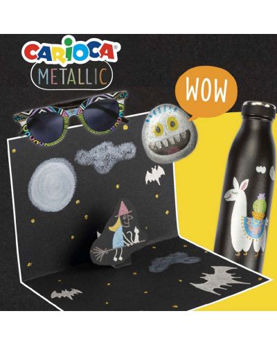 Творчески комплект за рисуване Carioca - Metallic, за Pop-up картички - 2