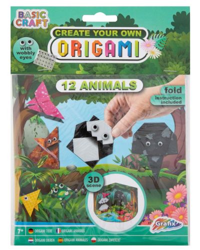 Творчески комплект Grafix - Направи си сам Оригами, 12 животни - 1