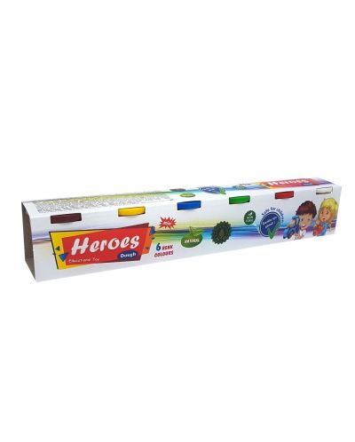 Творчески комплект Heroes - Натурален моделин, 6 цвята
