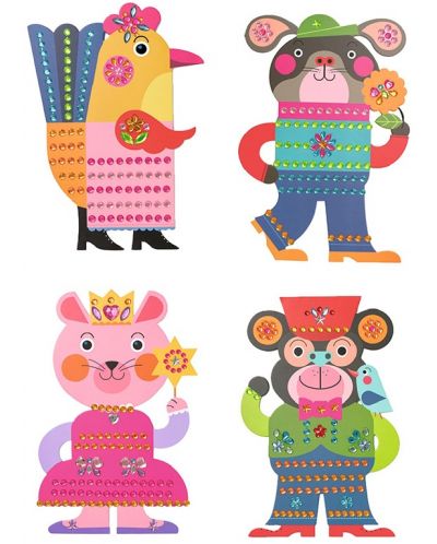 Творчески комплект Djeco - Украси забавни животни със стикери - 2