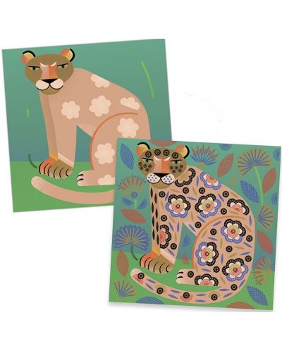 Творчески комплект Djeco - Оцветяване с печати, Patterns and animals - 3